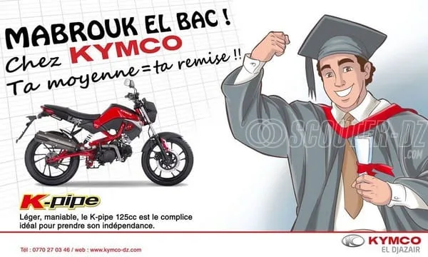 Kymco Algérie : « sa moyenne » en remise pour tous les bacheliers !