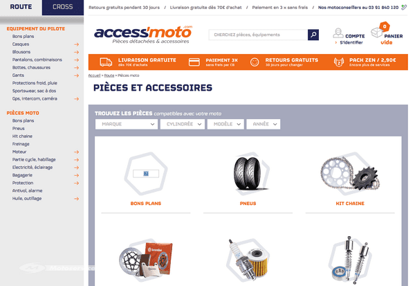 Lifting et repositionnement du site Acces-moto.com
