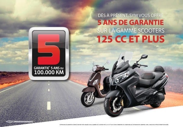 Sym : garantie 5 ans étendue aux scooters 125