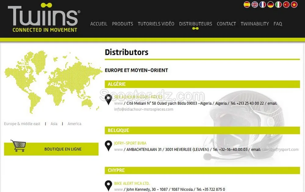 Twiins Algérie : les intercoms ibériques représentés par Sidi Achour Motos Pièces