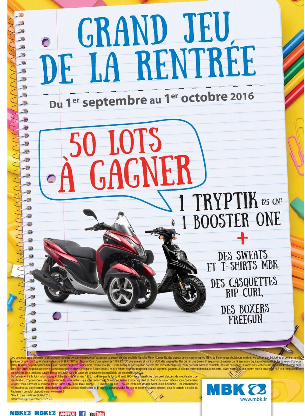 Tarifs MBK : promos sur Evolis 250 – 400 ABS et jeu concours