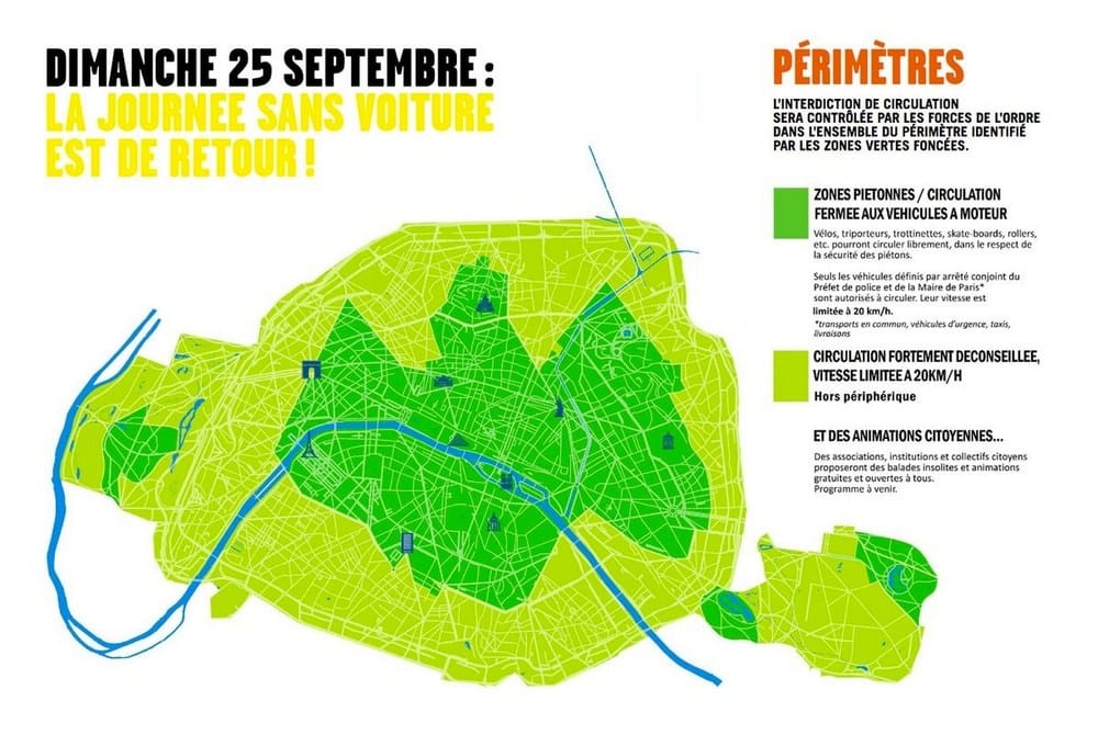 Paris : journée sans voiture ni moto ni scooter, ce dimanche 25 septembre
