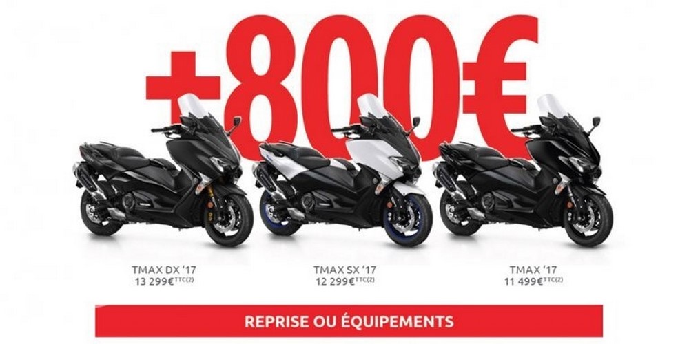 Tmax : Yamaha offre 800 € en reprise ou accessoires