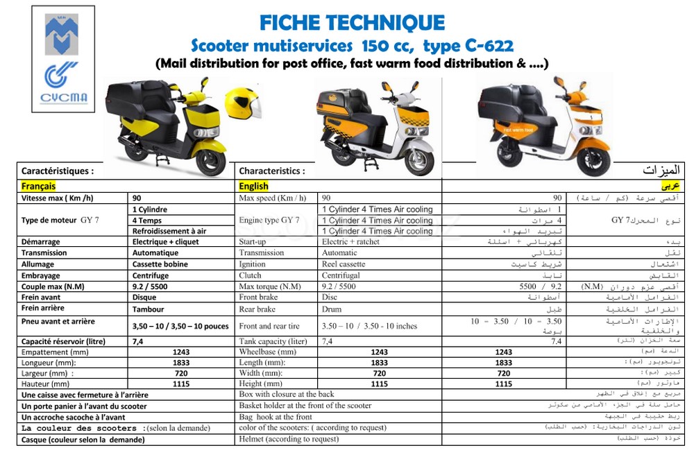 CYCMA SPA livrera bientôt son scooter C622 à Algérie Poste