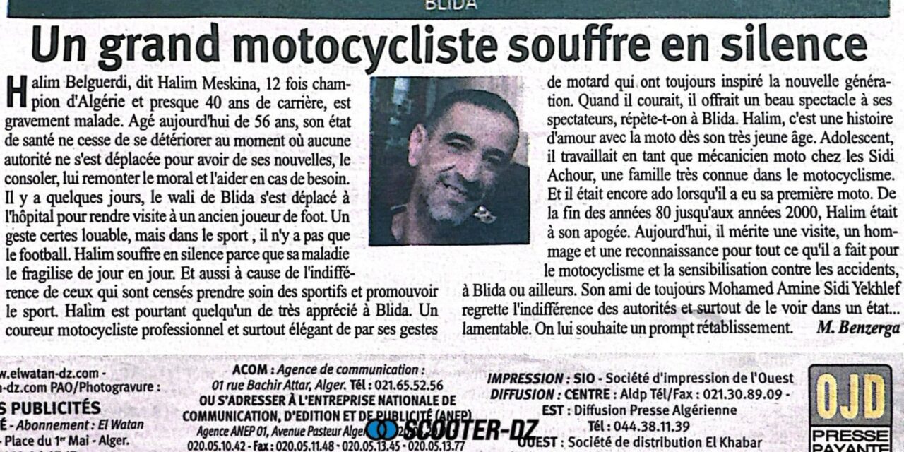 ️ Halim Belghirdi, 12 fois champion d’Algérie moto, lutte aujourd’hui dans l’oubli et le silence